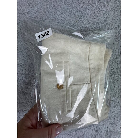 Cartonnier Womens 8 High-Waist Sailor Shorts Cream Linen Blend W/ Button Details - Picture 12 of 13